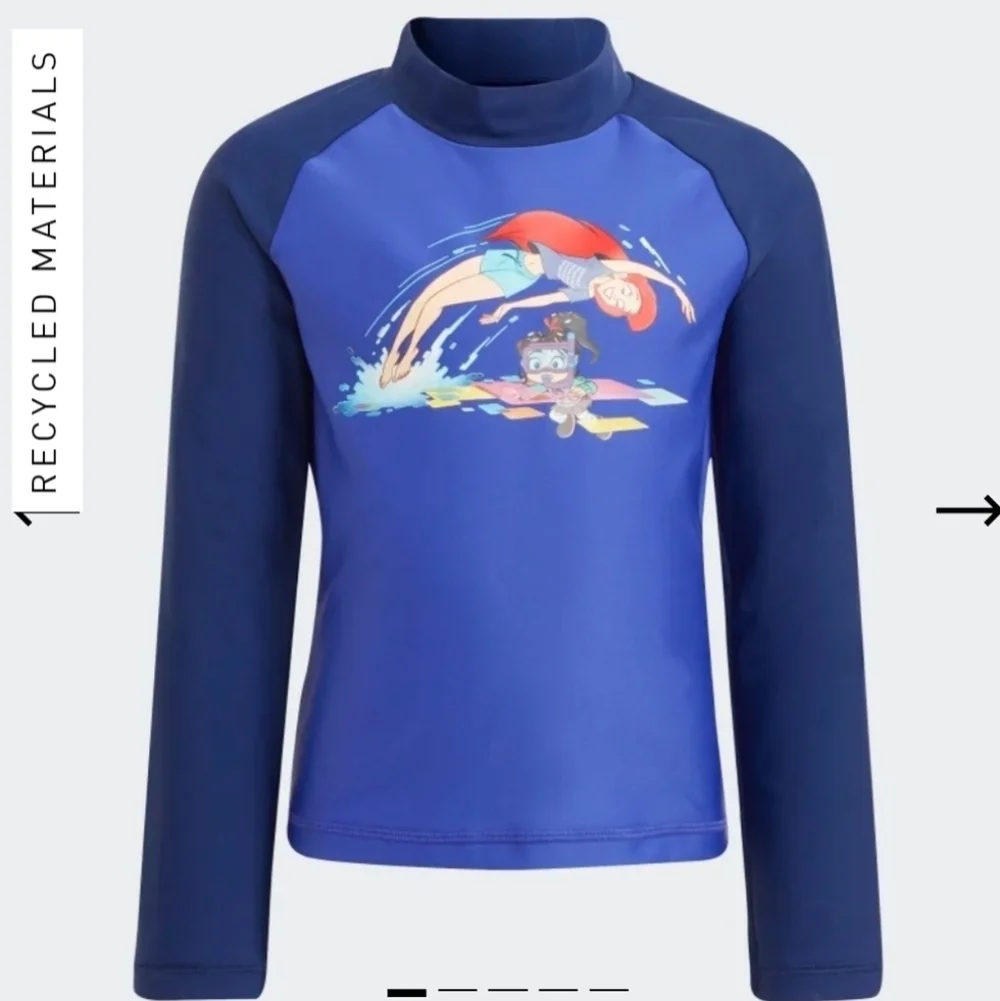 NWT Adidas Disney Princess Ariel‎ long sleeve rash gaurd swimwear
